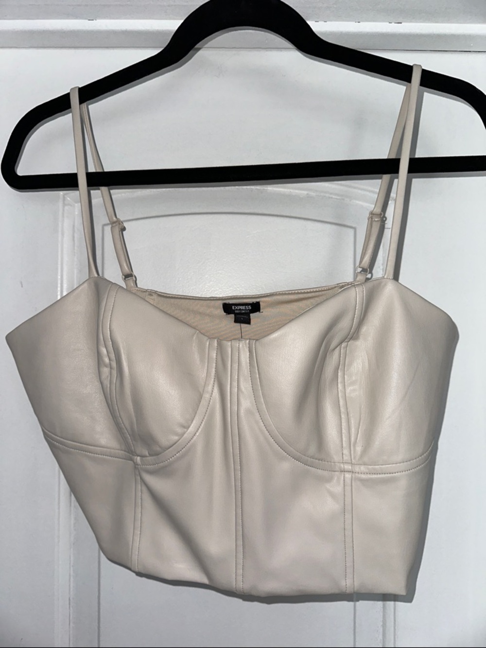 Express Cream Faux Leather Bustier Cami